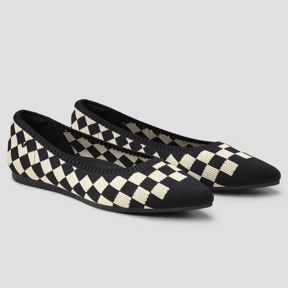 NIB New In Box VIVAIA Black and White Checkered Women's Flats U.S. Size 8